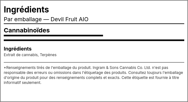 Liste d'ingrédients — Devil Fruit AIO Jetable