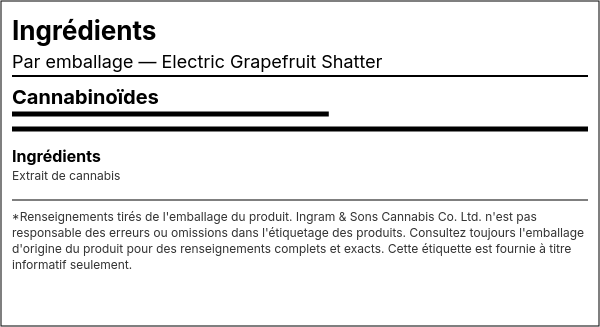 Liste d'ingrédients — Electric Grapefruit Shatter