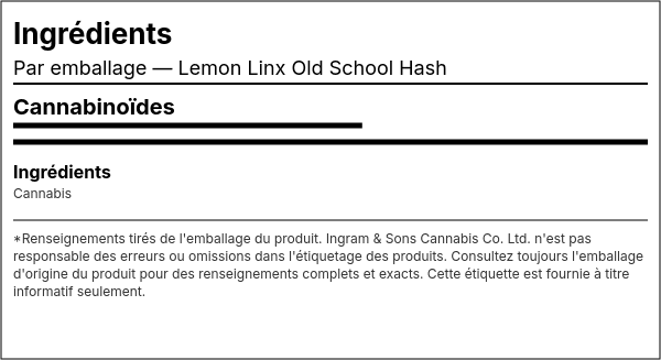 Liste d'ingrédients — Lemon Linx Old School Hash