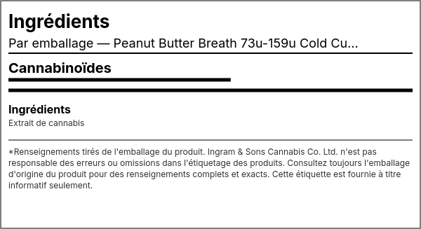 Liste d'ingrédients — Peanut Butter Breath 73u-159u Résine Vive Séchée à Froid