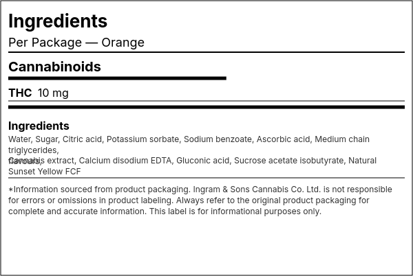 Ingredient list — Orange