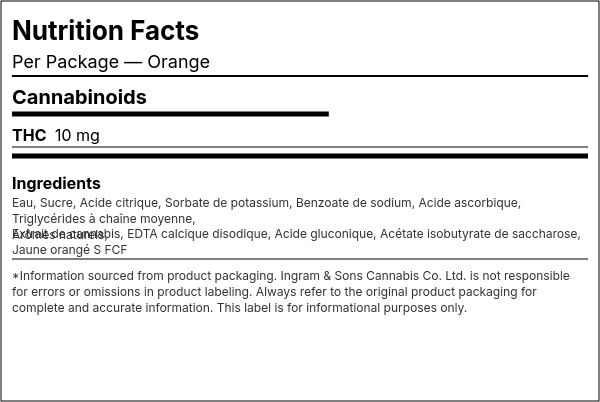Liste d'ingrédients — Orange