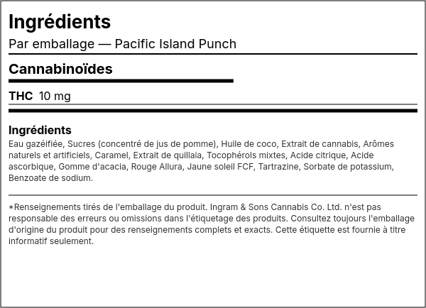 Liste d'ingrédients — Pacific Island Punch
