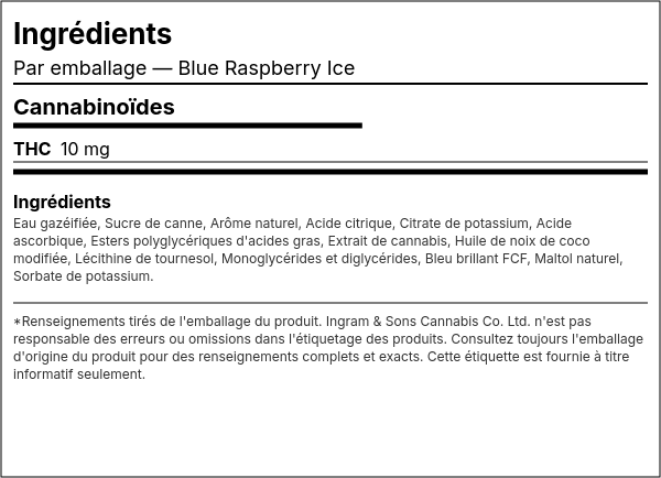 Liste d'ingrédients — Blue Raspberry Ice