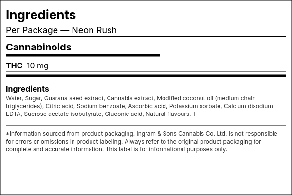 Ingredient list — Neon Rush
