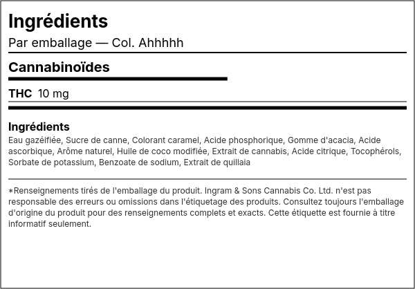Liste d'ingrédients — Col. Ahhhhh