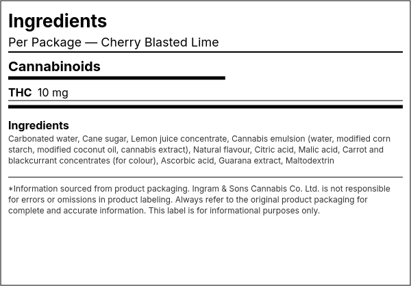 Ingredient list — Cherry Blasted Lime