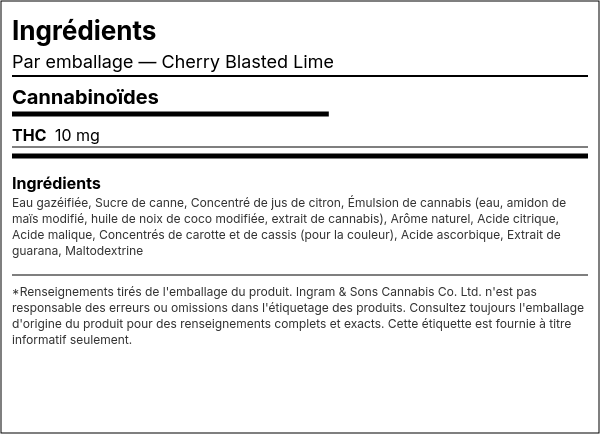 Liste d'ingrédients — Cherry Blasted Lime