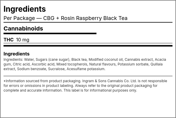 Ingredient list — CBG + Rosin Raspberry Black Tea