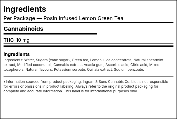 Ingredient list — Rosin Infused Lemon Green Tea