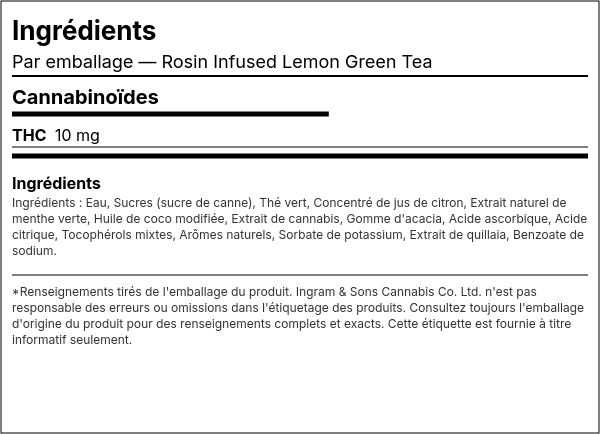 Liste d'ingrédients — Rosin Infusé Lemon Green Tea