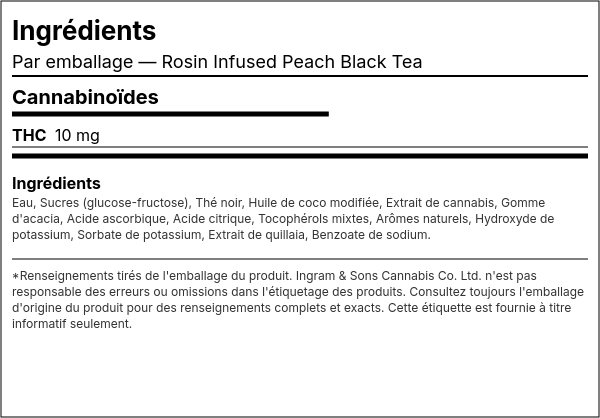 Liste d'ingrédients — Rosin Infusé Peach Black Tea