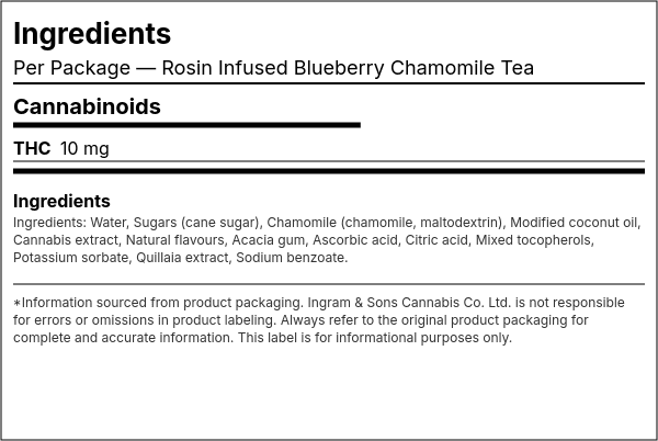 Ingredient list — Rosin Infused Blueberry Chamomile Tea