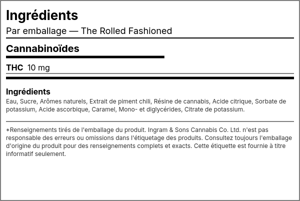 Liste d'ingrédients — The Rolled Fashioned