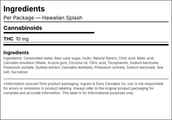 Ingredient list — Hawaiian Splash