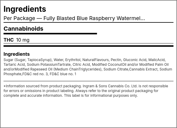 Ingredient list — Fully Blasted Blue Raspberry Watermelon