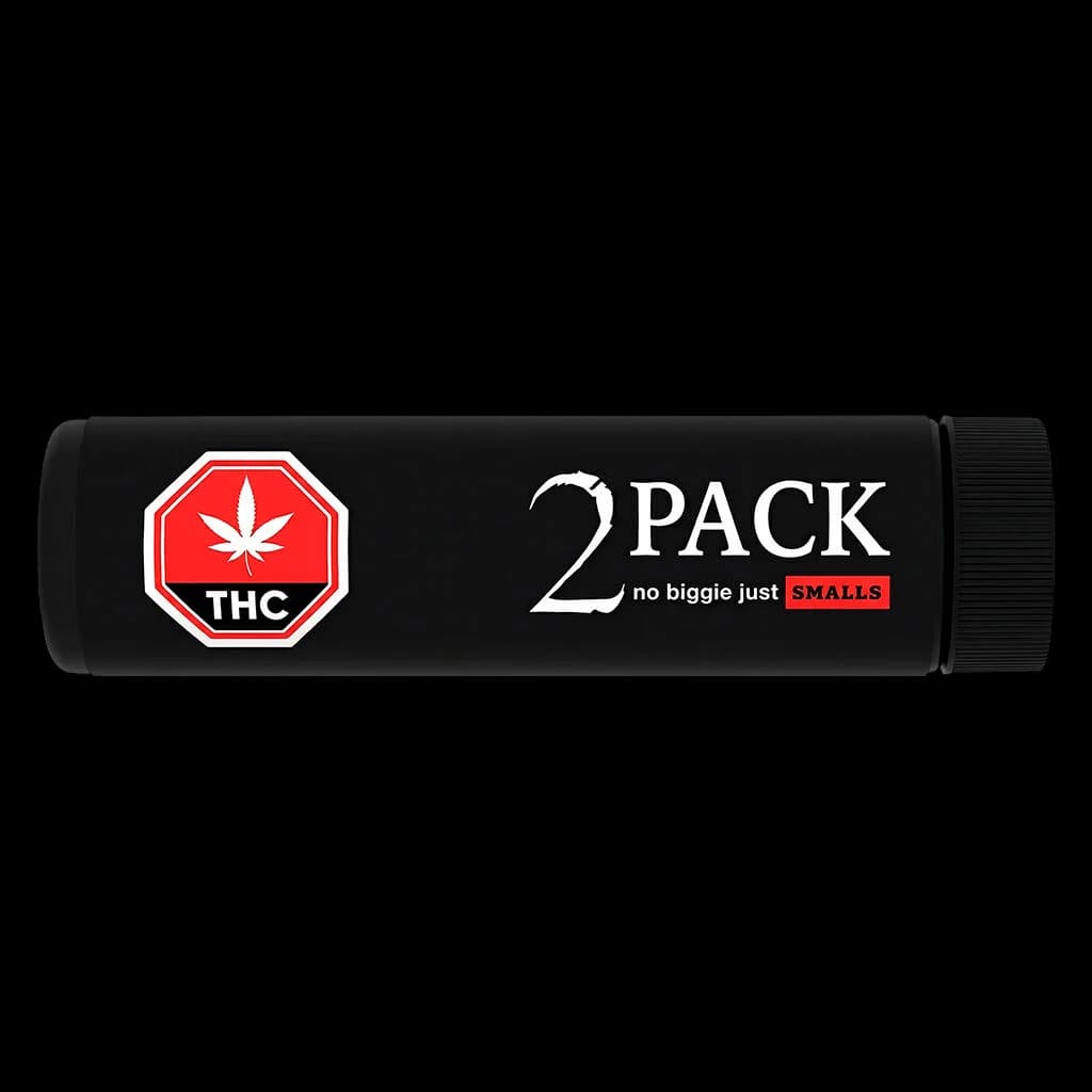 No Biggie Just Smalls 2-pack pre-roll tubes with red THC cannabis leaf badge on black packaging