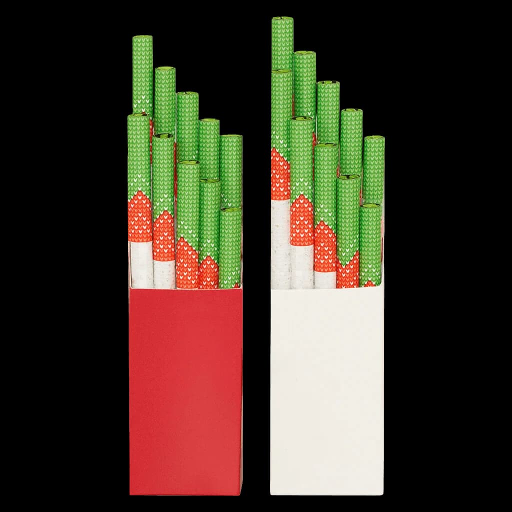 Redecan Redees pre-roll pack showing green and red patterned tubes in red and cream boxes