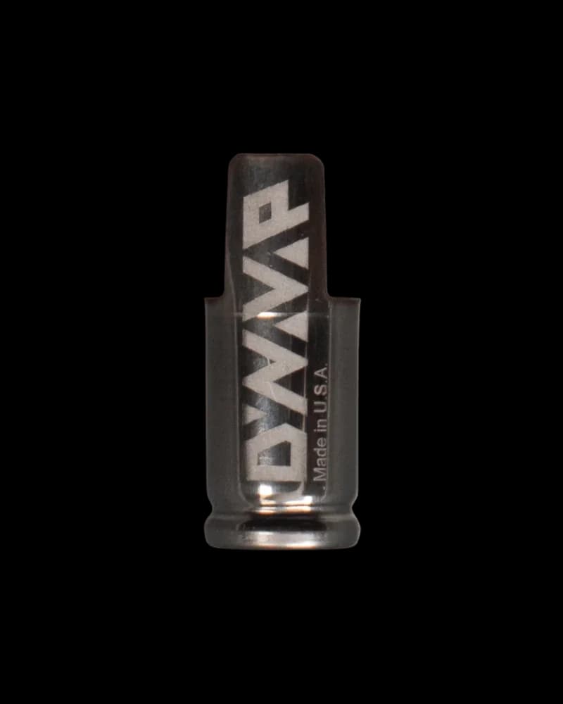 Dynavap Captive Cap, black metal vape component with engraved branding and 'Made in USA' text