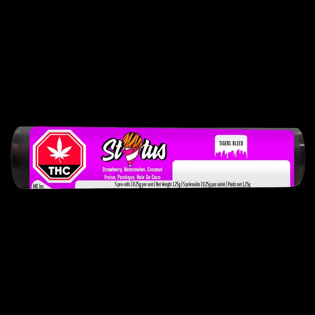 Status Stratus 5-pack pre-rolls with strawberry, watermelon, coconut flavours, 1.25g total, 0.25g per unit