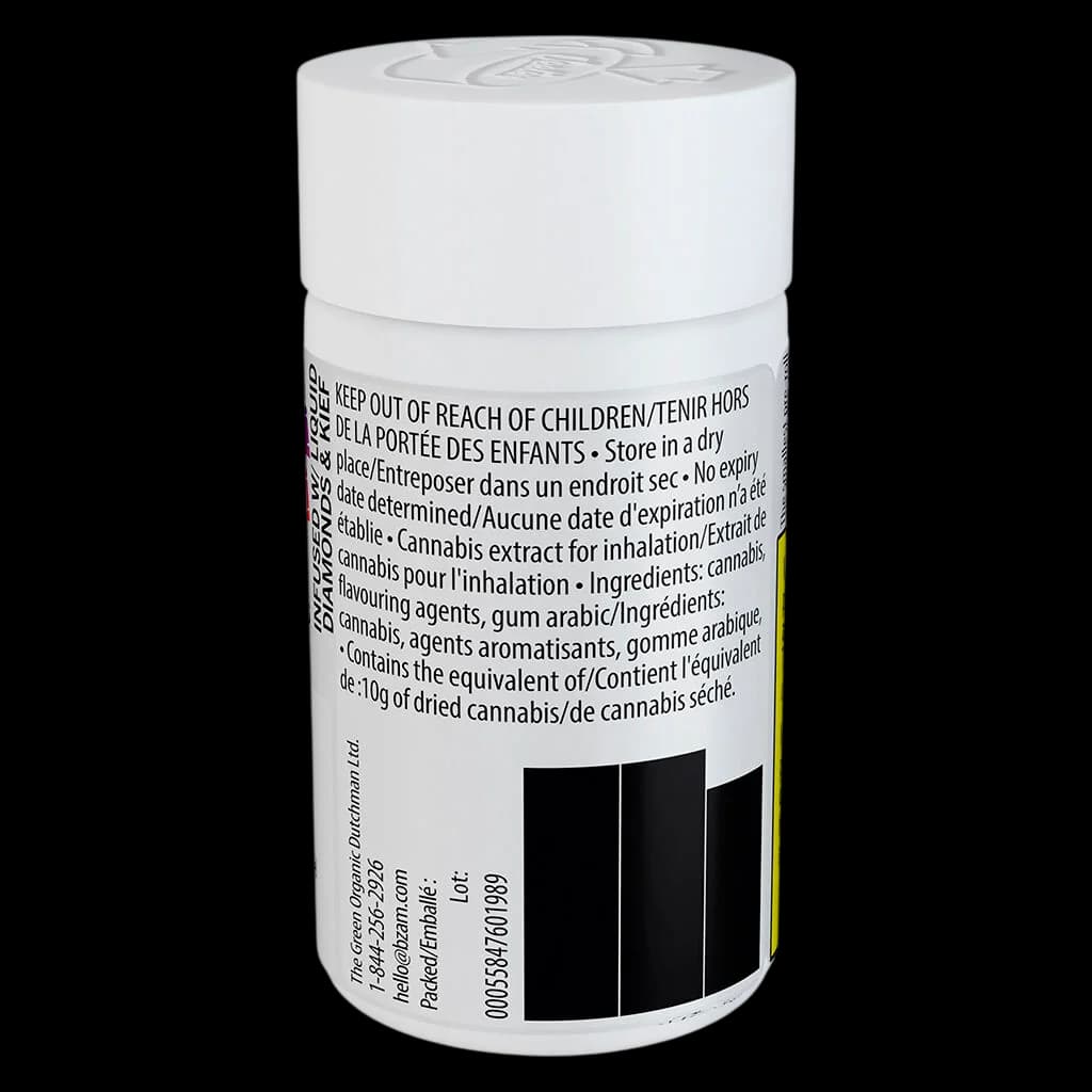 Baby Jeeter Infused cannabis pre-roll multi-pack in white cylindrical container with yellow stripe and black label details