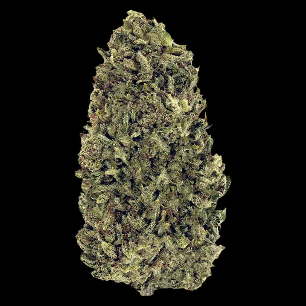 LoFi Nostalgia Craft Hemp cannabis dried flower with dense trichome coating against white background
