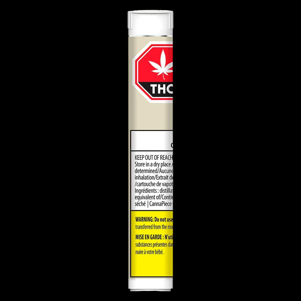Cartouche de vapotage Wild West Blueberry Bronco Liquid Diamonds à filetage 510 avec symbole d'avertissement THC rouge et étiquette d'avertissement jaune de Santé Canada