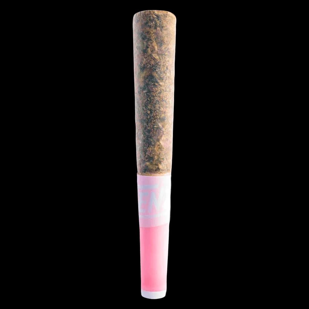Tenzo Pink Passionfruit & Peach ceramic tip infused pre-roll with pink filter and natural cannabis flower