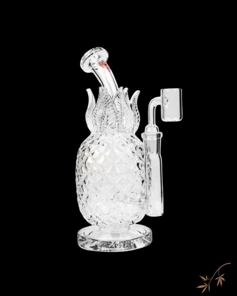 Rig à concentré en forme d'ananas Red Eye Tek, 21,5 cm de hauteur, verre borosilicate transparent avec corps texturé et outil à dab intégré