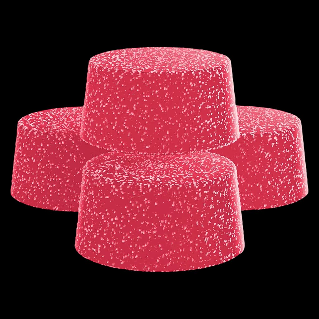 BIGGIES Cranberry Ginger Ale soft chews four-pack with red sugar-coated candy exterior