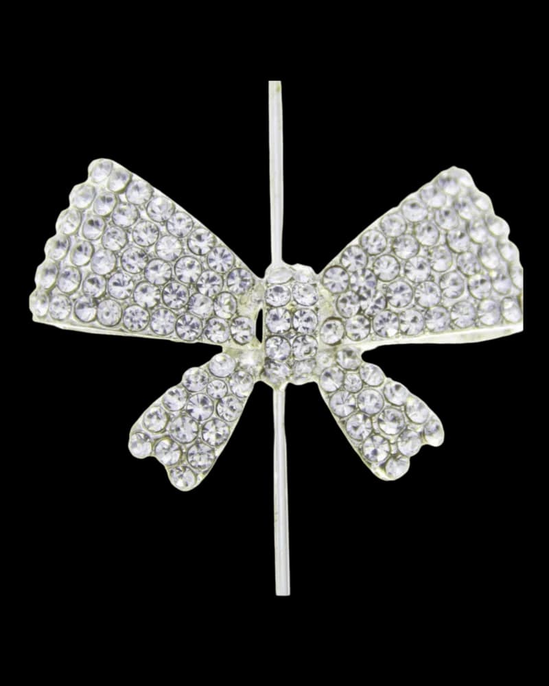 Audrey Hempburn Bow by My Bud Vase, crystal-embellished decorative bow accessory with silver-tone metal frame