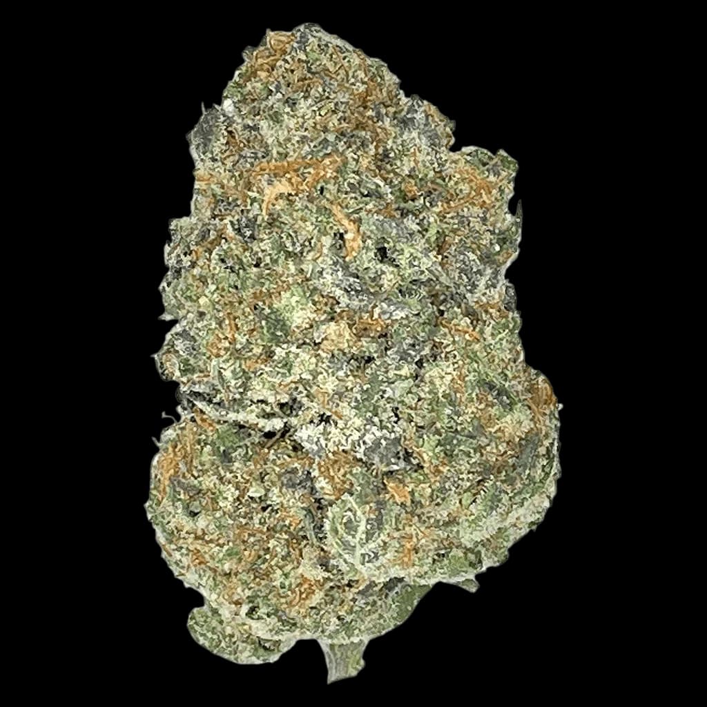 Partake Orange Squeeze cannabis dried flower with dense green and amber trichome coverage