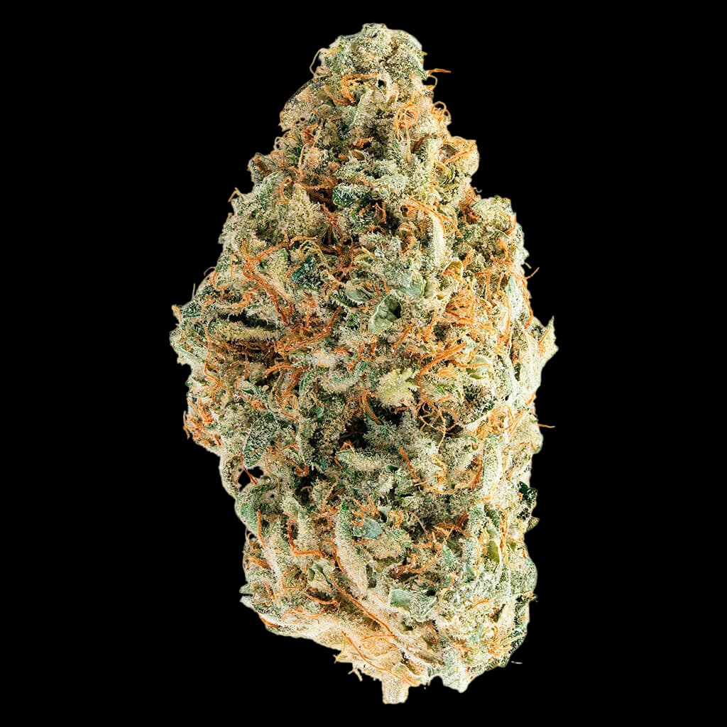 The Vancity® Cannabis Brand Reserve Bigs dried flower cannabis bud with dense green and orange trichomes