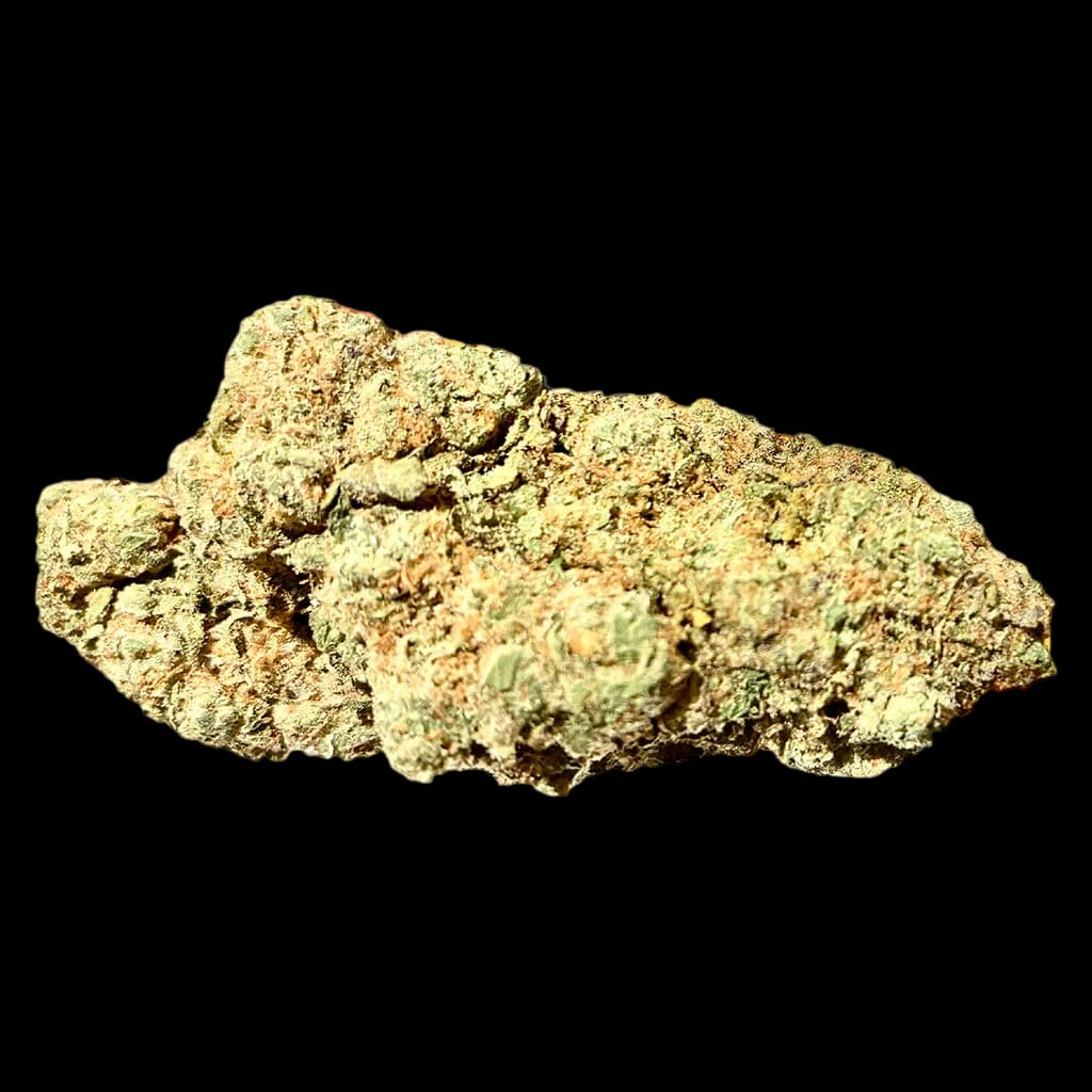 FatCat True Skunk cannabis dried flower buds with dense green and golden trichomes