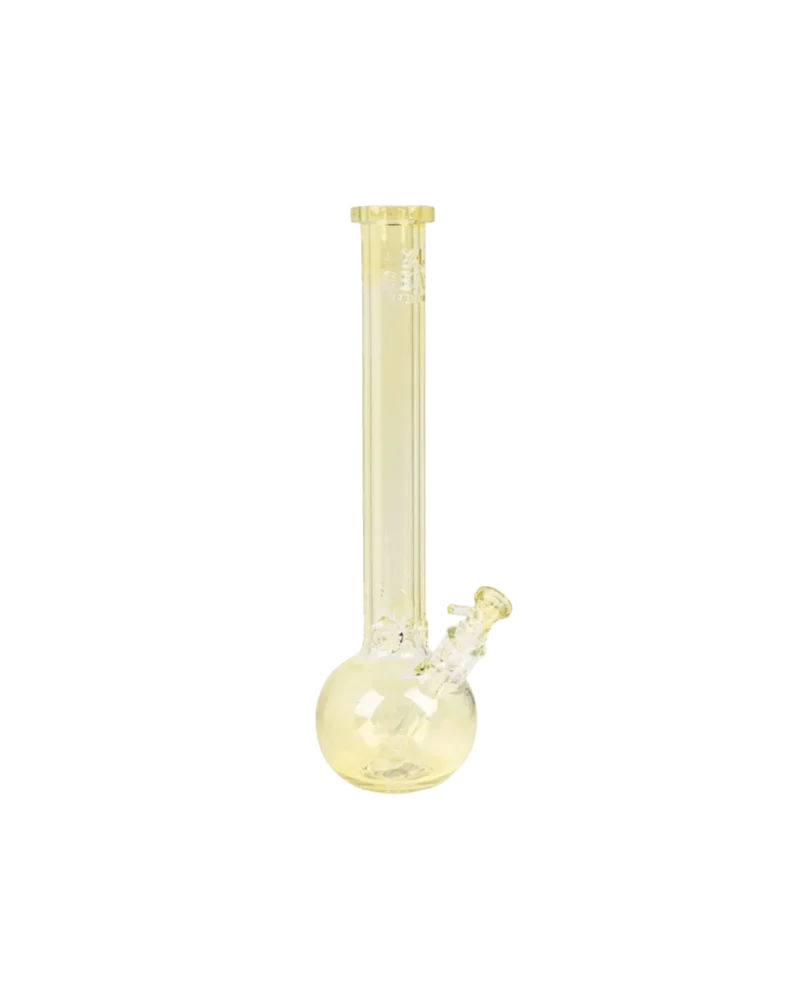 Bong à bulle en verre jaune Gear Premium avec construction en borosilicate de 9 mm d'épaisseur et logo en relief