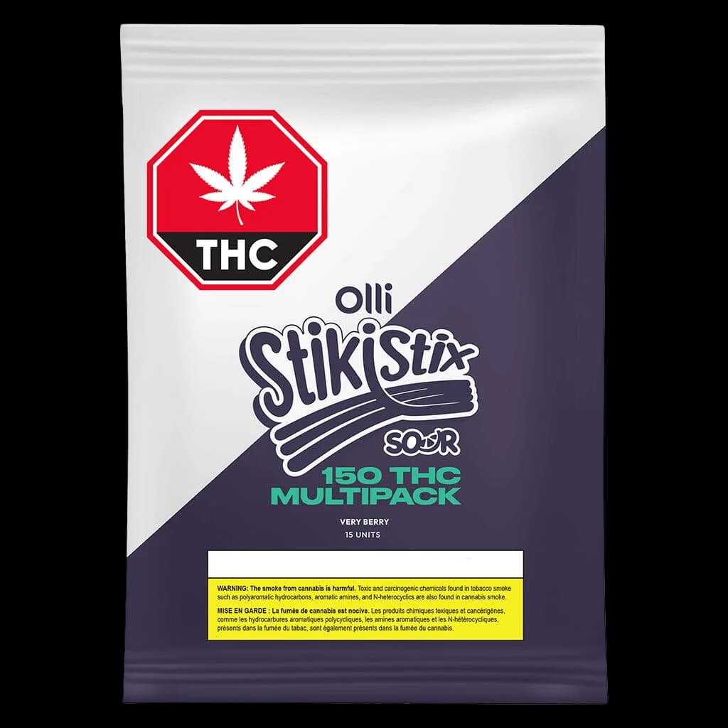 Olli StikiStix Sour Very Berry 150 THC Multipack, 15 units of cannabis soft chews