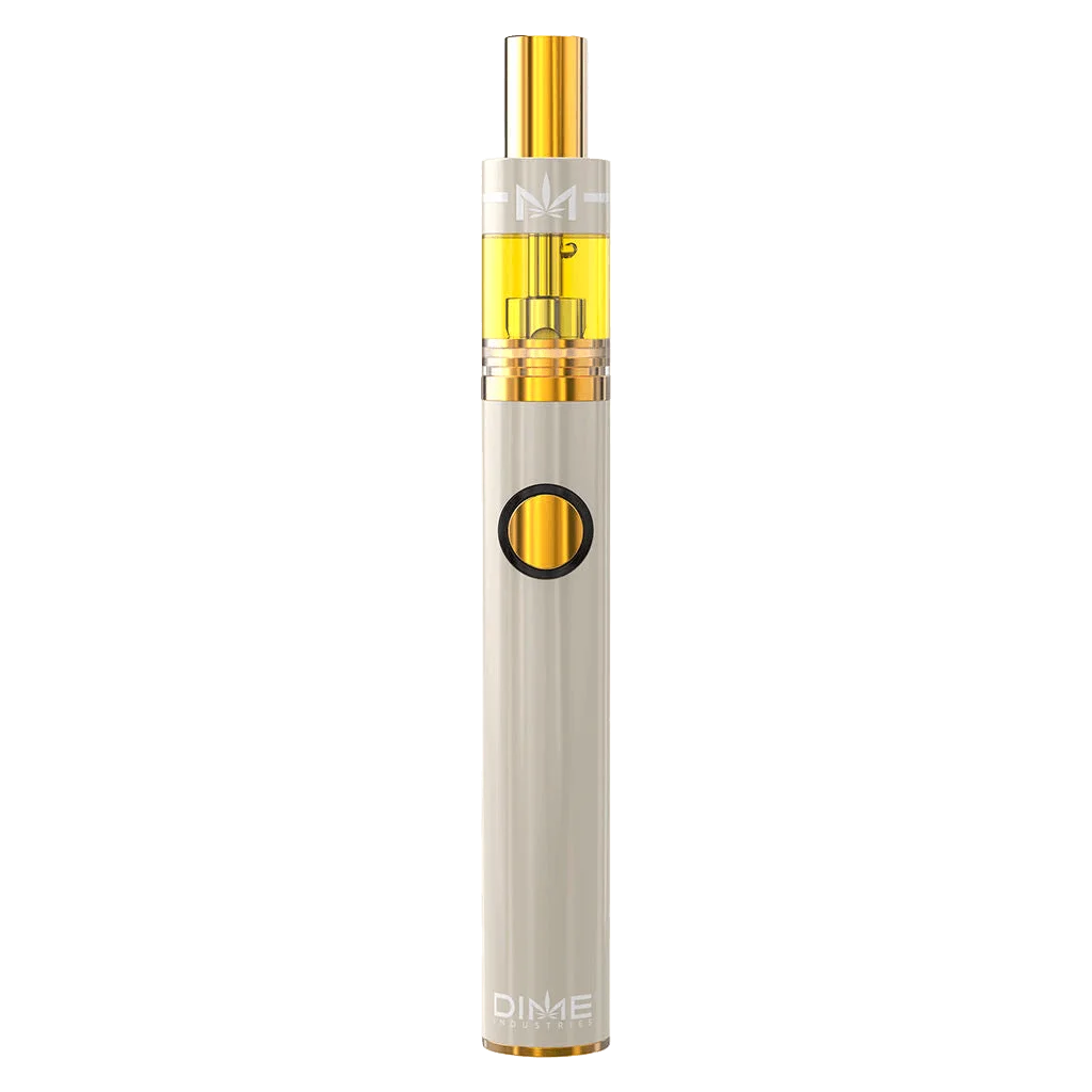DIME Industries Cantaloupe Dream Liquid Diamond cannabis disposable pen with gold-filled cartridge and white barrel