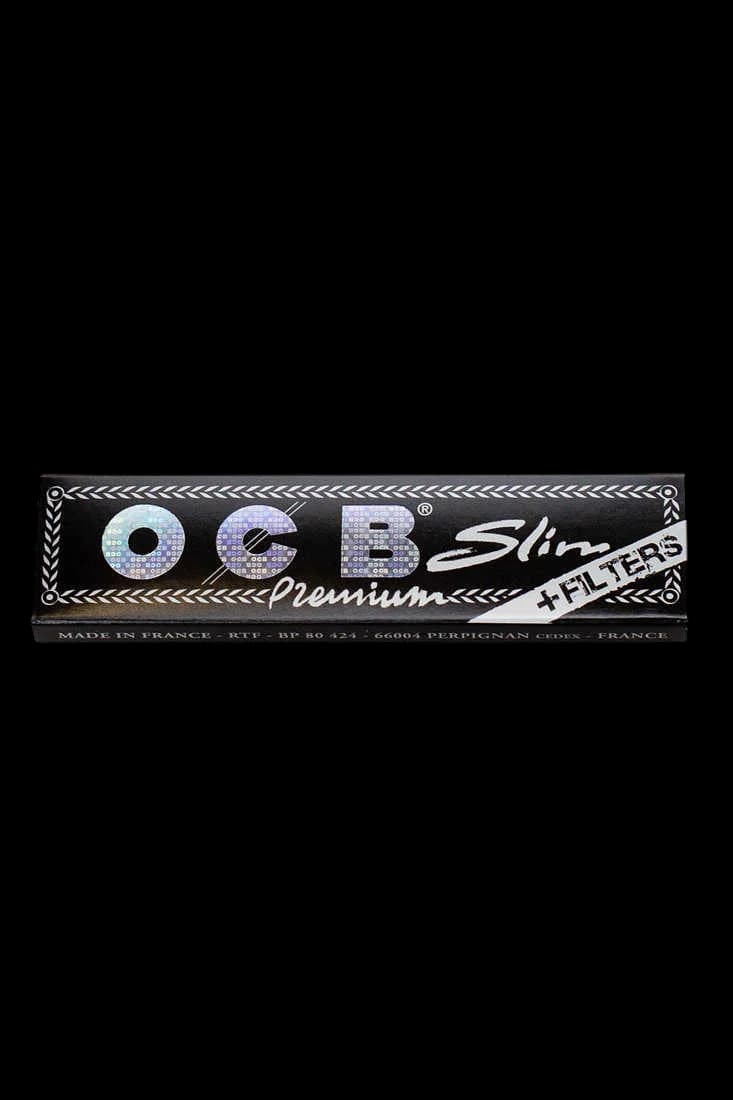 OCB Premium Slim rolling papers with filters, black packaging with holographic logo, made in France