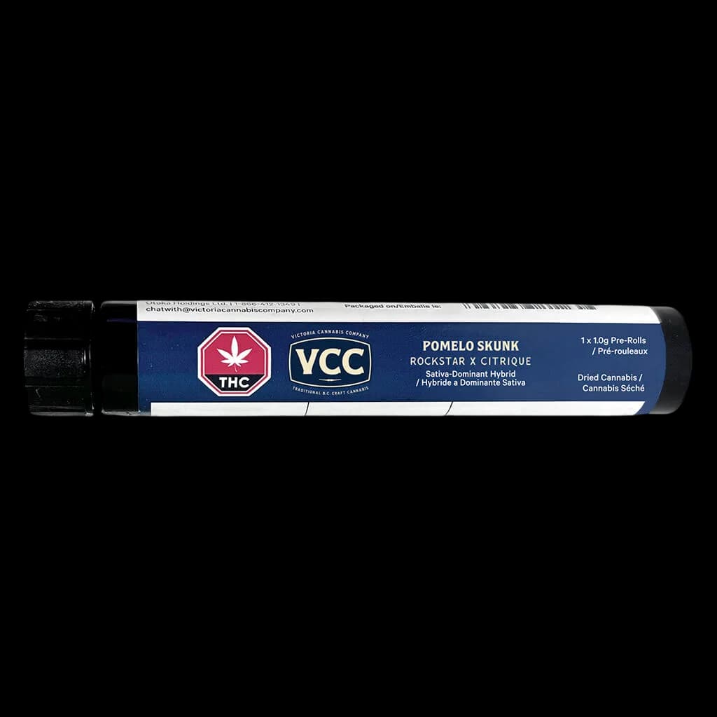 VCC Pomelo Skunk pre-roll tube, 1x10g, Rockstar x Citrique sativa-dominant hybrid cannabis pre-roll