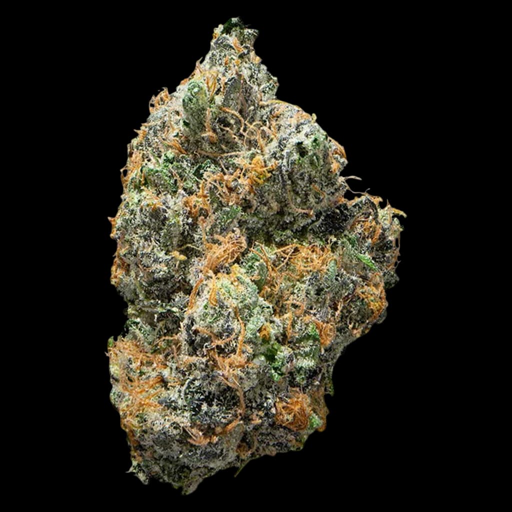 Simply Bare BC Organic Tea Time #7 dried cannabis flower with green and amber trichomes