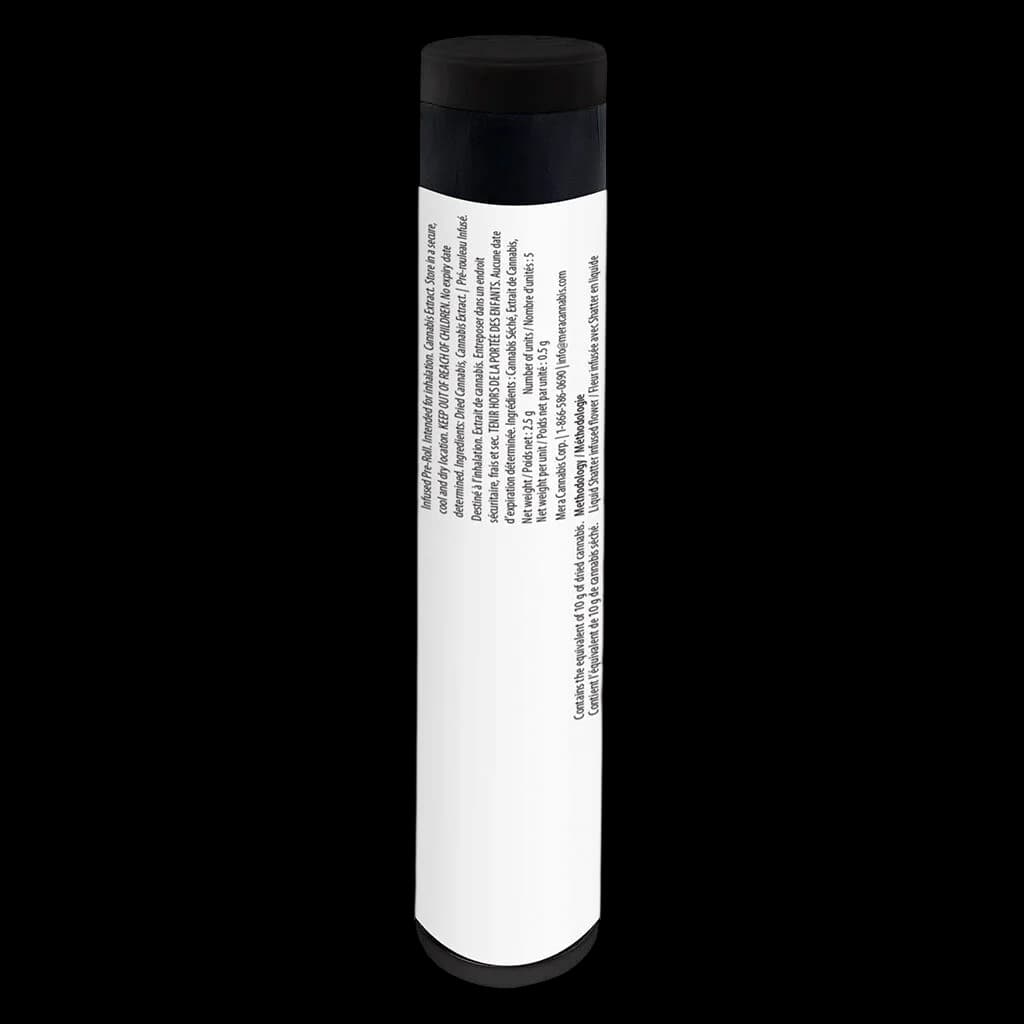 Shatterizer Electric Grapefruit Infused Pre-Roll in white tube packaging with black cap and base