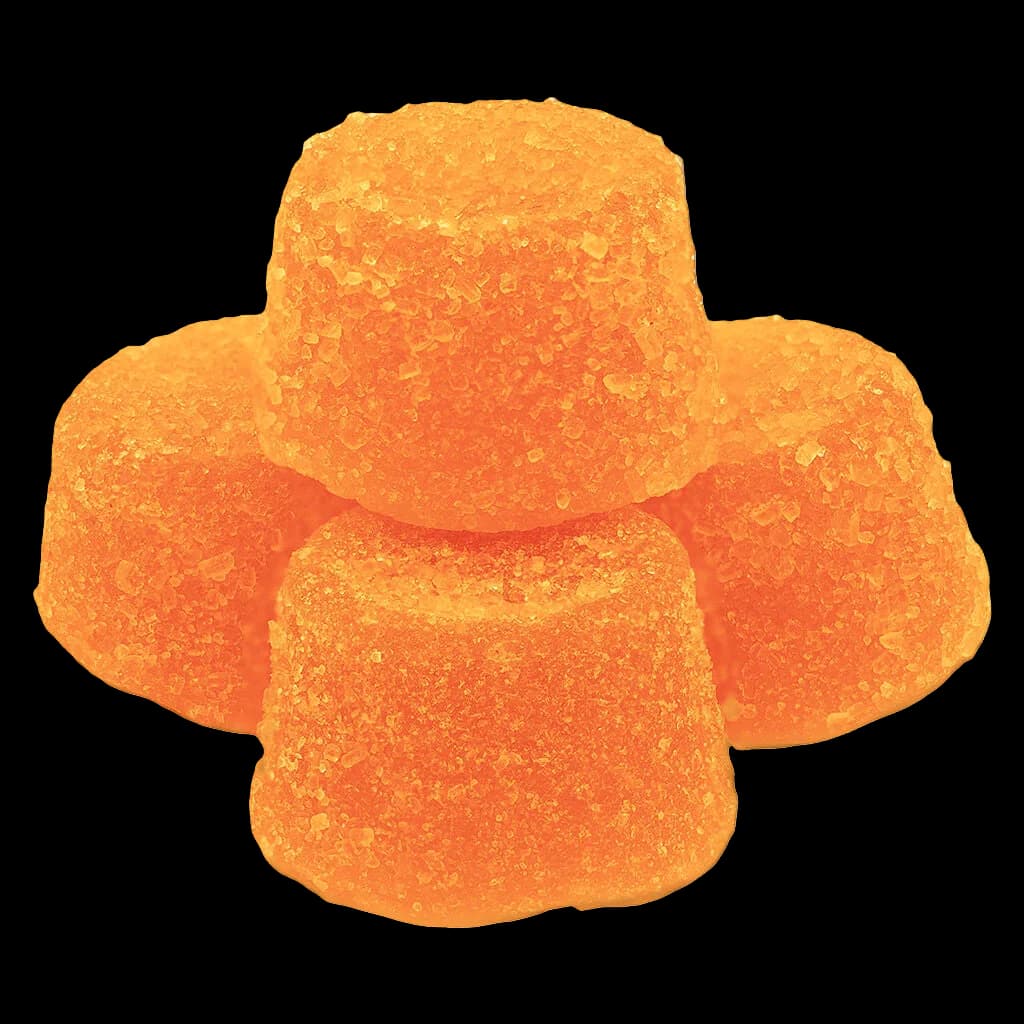Simply Bare Fruit Lpz Organic Live Rosin Gummies, orange-coated soft chews cannabis edibles