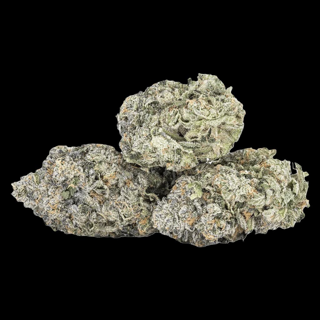 Sixty Seven Sins Fishy Fingers cannabis dried flower buds with dense trichomes and green-grey coloring