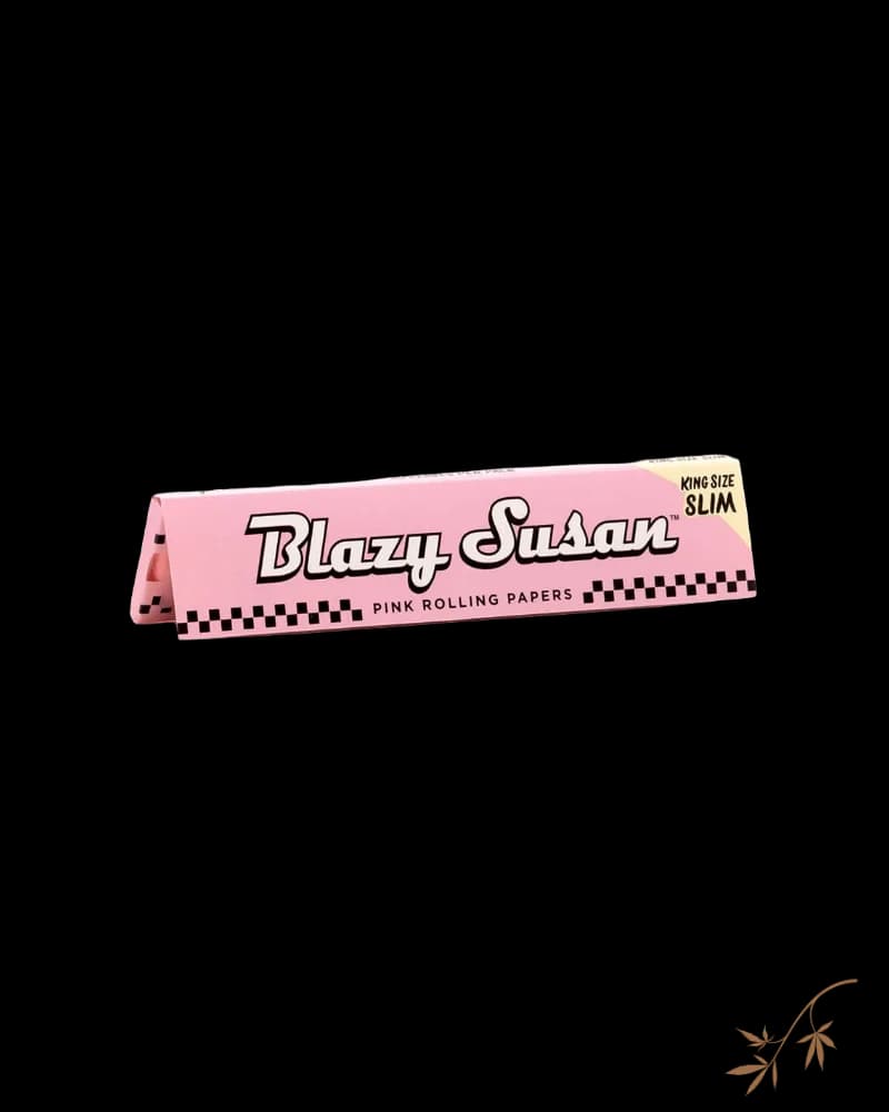 Blazy Susan King Size Slim pink rolling papers pack with black checkered border design