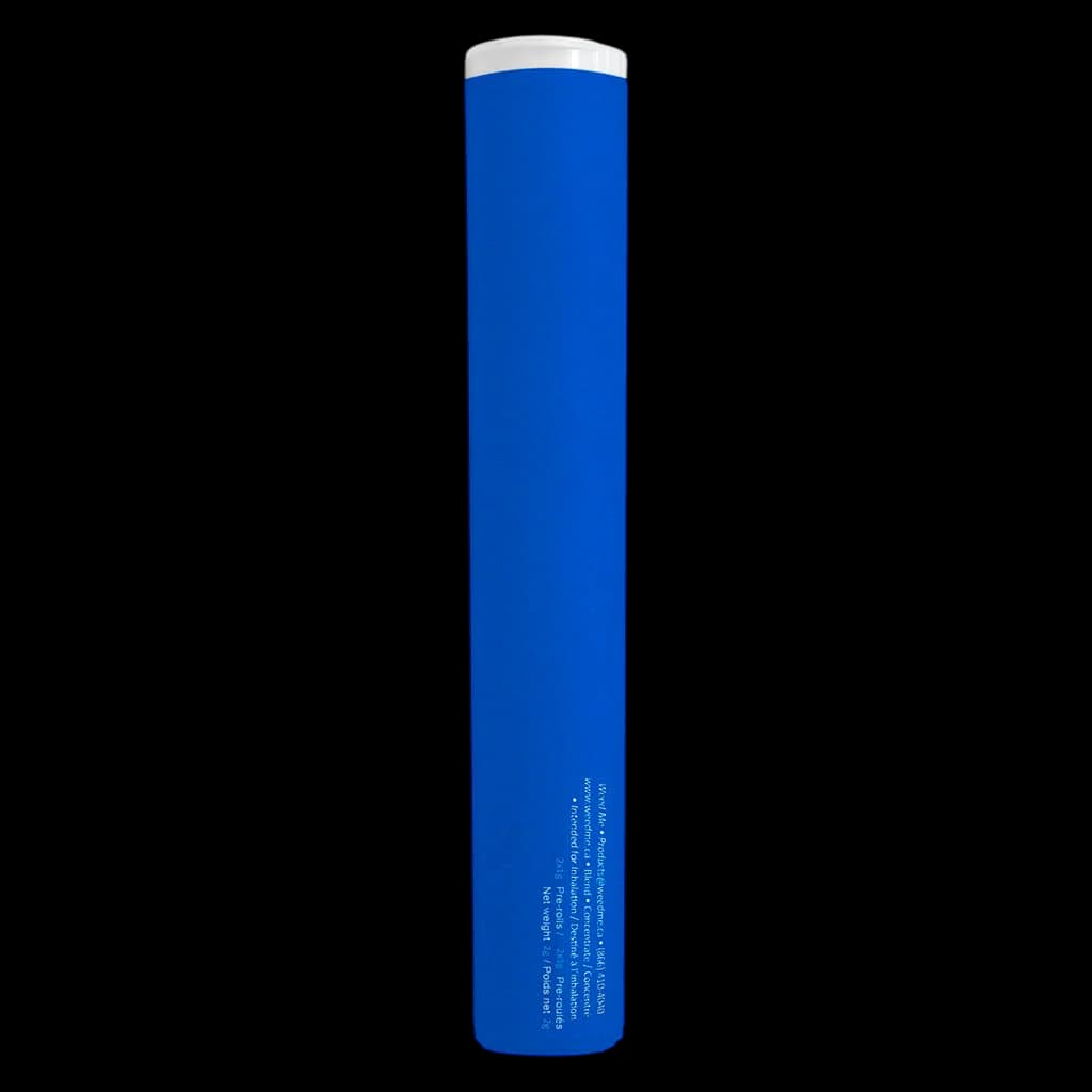 Pré-roulé Indica Thumbs Up dans un tube bleu avec bouchon blanc