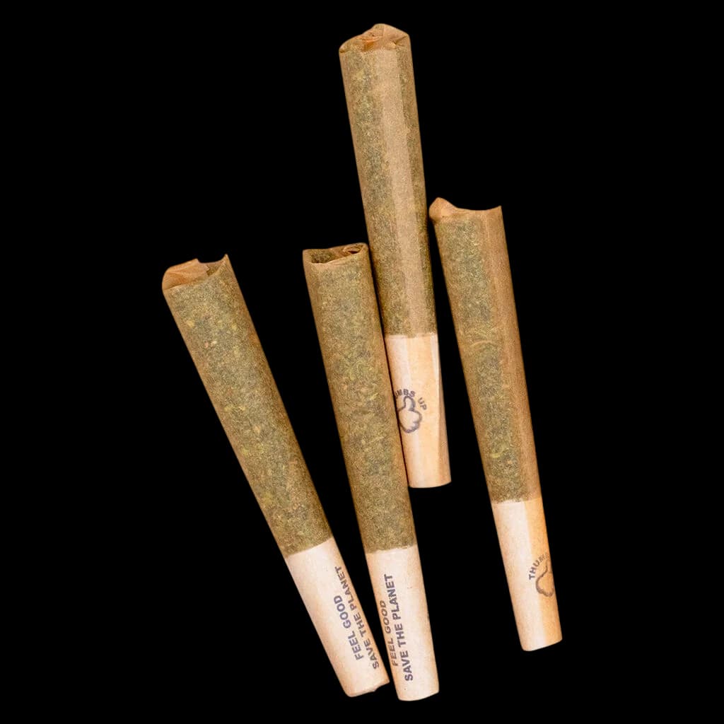 Paire de pré-roulés indica Thumbs Up avec filtre en liège naturel et emballage en papier écologique