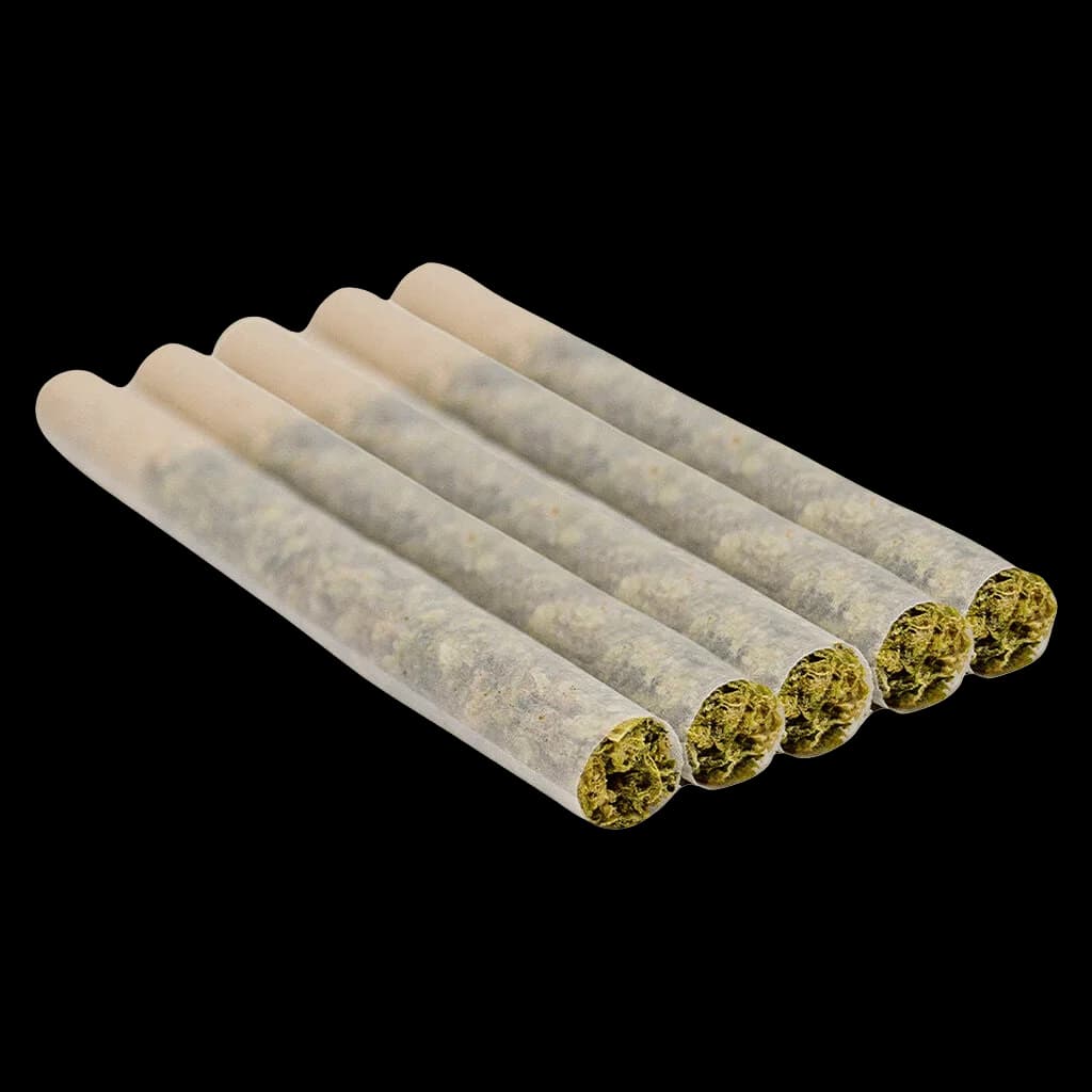 JOI Botanicals Purple Punch Mints #11 pre-rolls, 5-pack with visible cannabis flower at the open ends