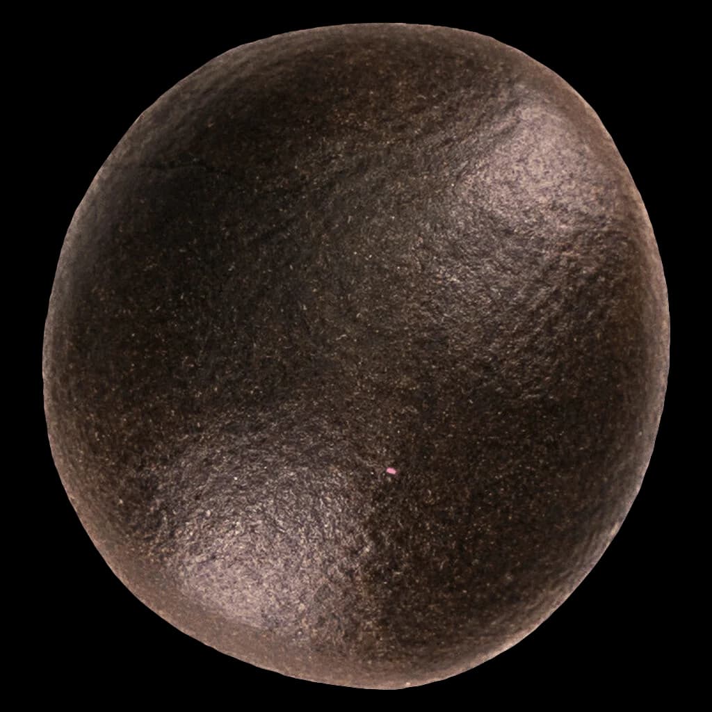 Lune Rise Farms Strawberry Fields Temple Ball, dark brown spherical cannabis hash concentrate with visible texture