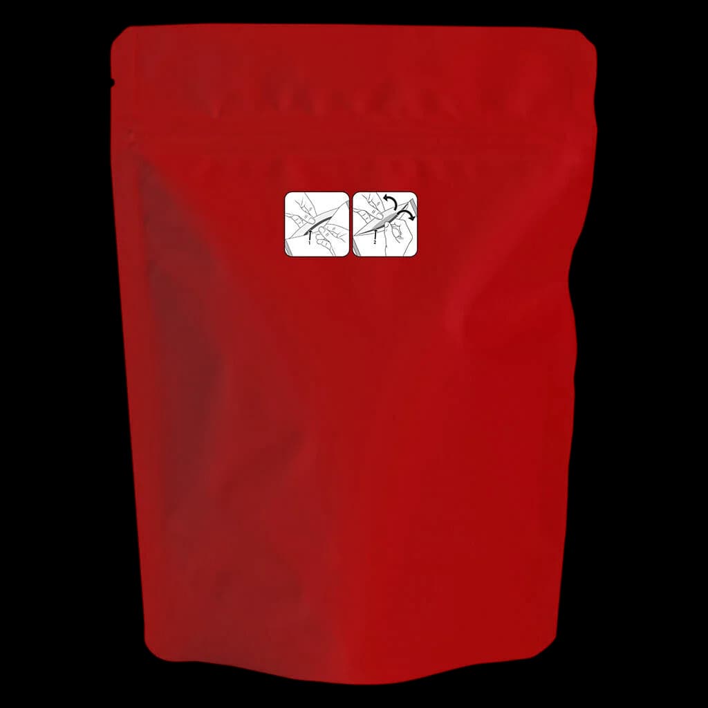Potluck Moose Tracks cannabis dried flower in red pouch with plant illustration icons