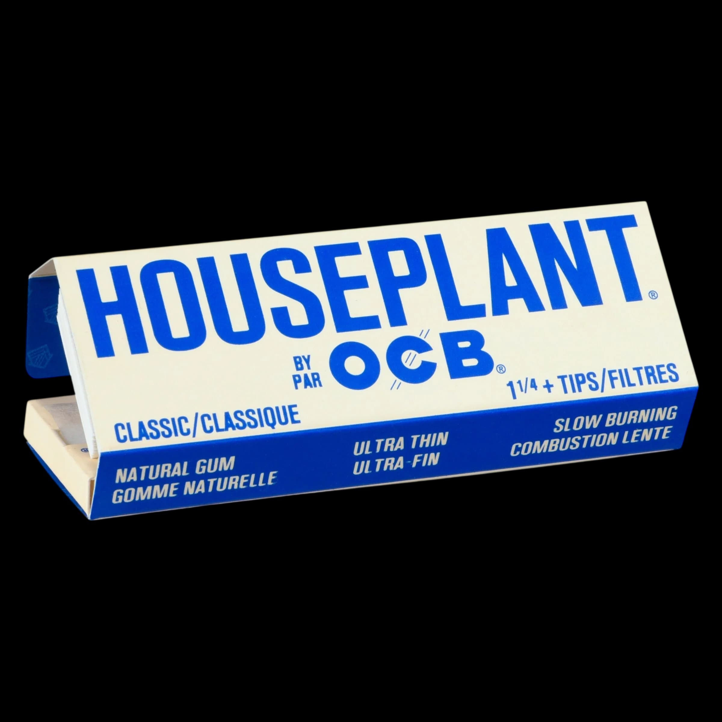 Houseplant by OCB Classic 1 1/4 rolling papers with tips, ultra-thin natural gum, 100-pack box